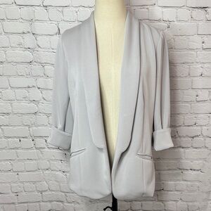 Skies Are Blue Light Gray Open-Front Modal Blazer Size L Large